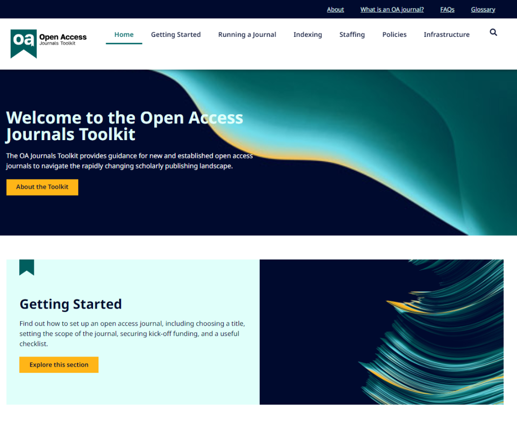 A screenshot of the Toolkit homepage from https://www.oajournals-toolkit.org/